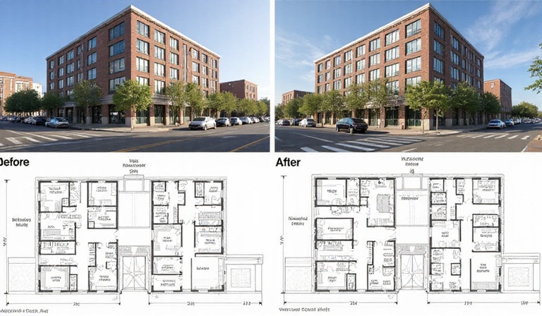 Before and after property transformation